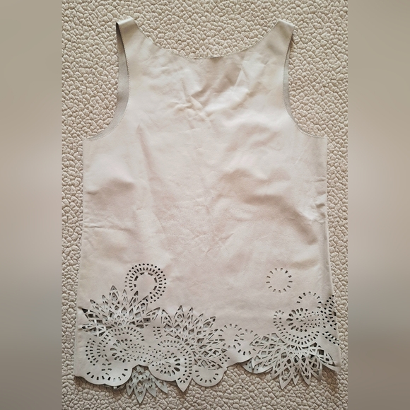 DRIES VAN NOTEN Laser Cut Leather Tank Top In Off White FR 38 US 6 M Org $1,420 - Picture 9 of 16